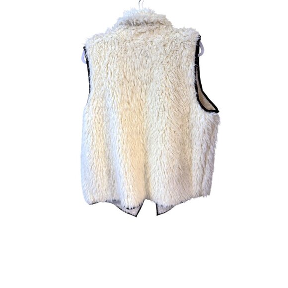 Faux Sherpa Vest With Brown Trim Comfy XXL - Picture 3 of 8